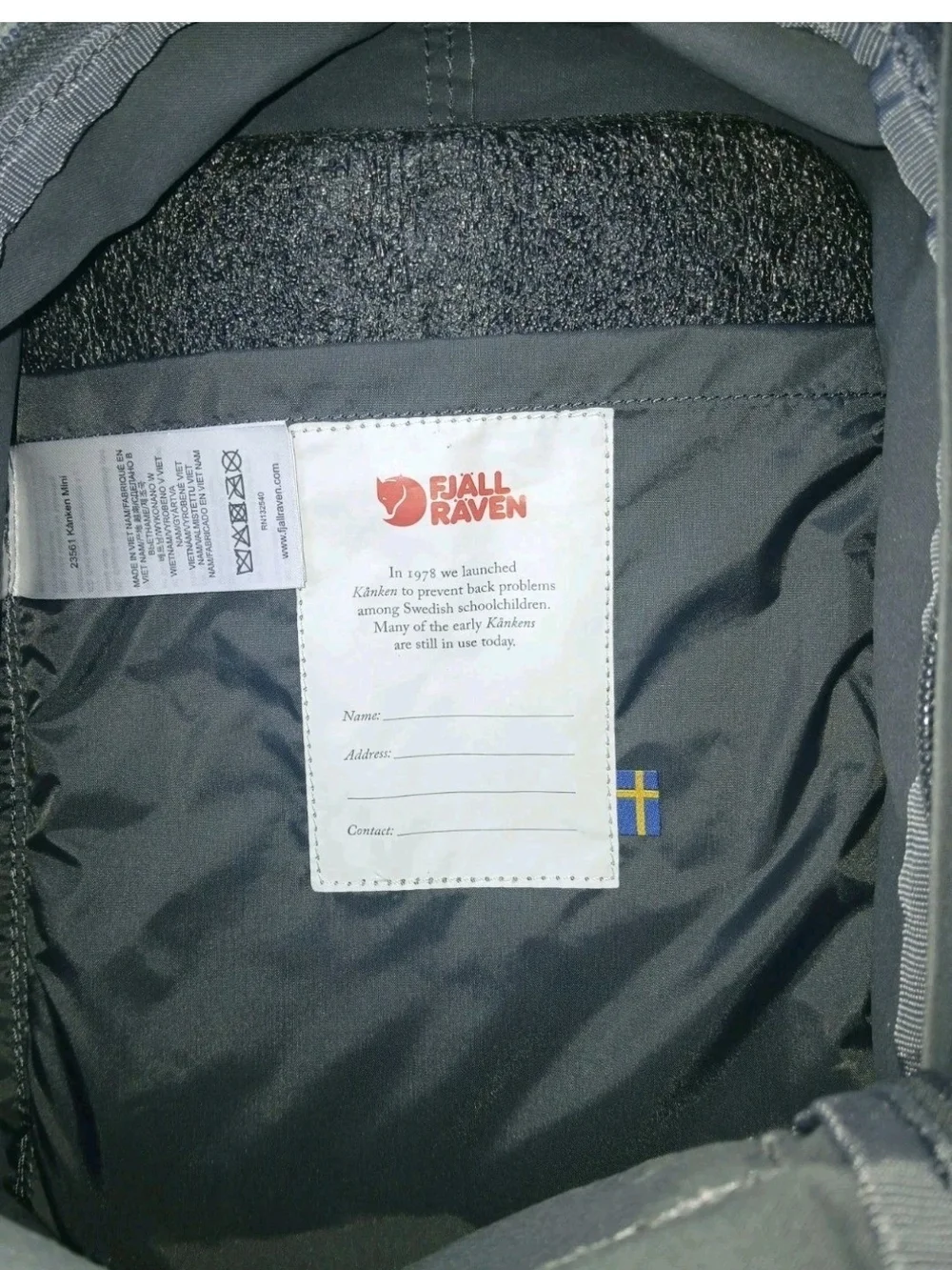 Fjallraven Kanken Mini Backpack Gray W/ Seat Pad